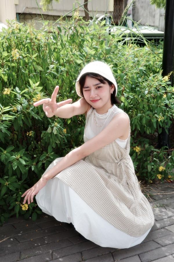 自訂款-少女細格紋蛋糕短洋裝 