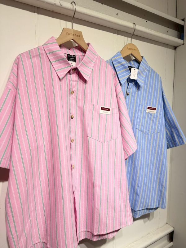 夏日糖果色條紋襯衫 