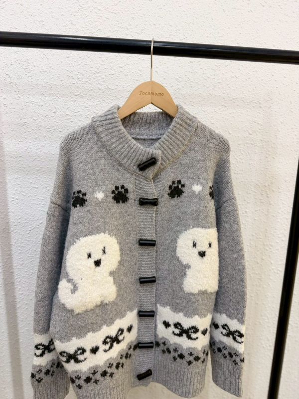 雪白小狗針織外套 