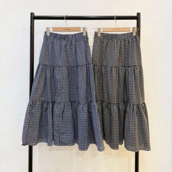 文青小方格蛋糕裙 