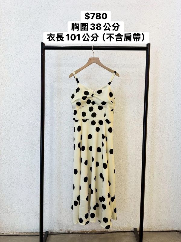 氣質波點長洋裝 
