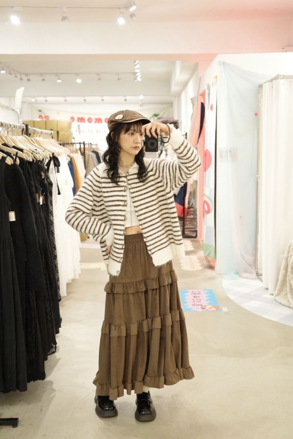 可愛條紋針織外套 