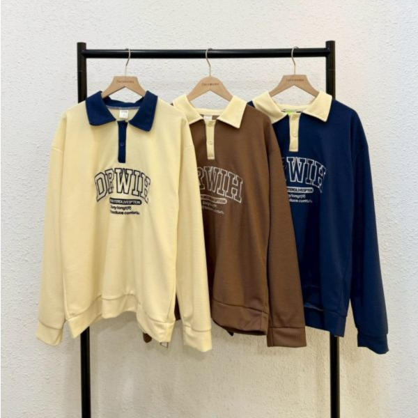 學院風字母翻領大學踢 (薄款) 