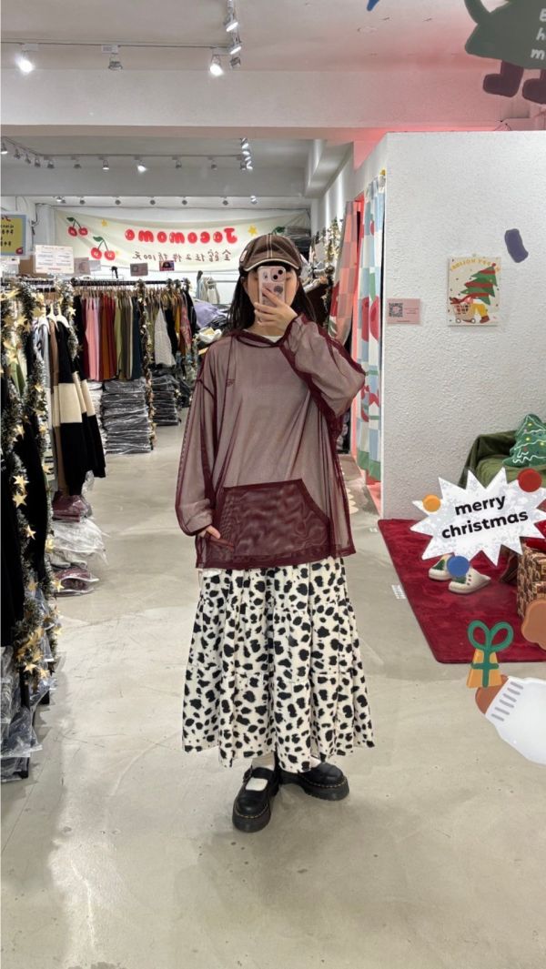 全鬆緊豹紋蛋糕裙 