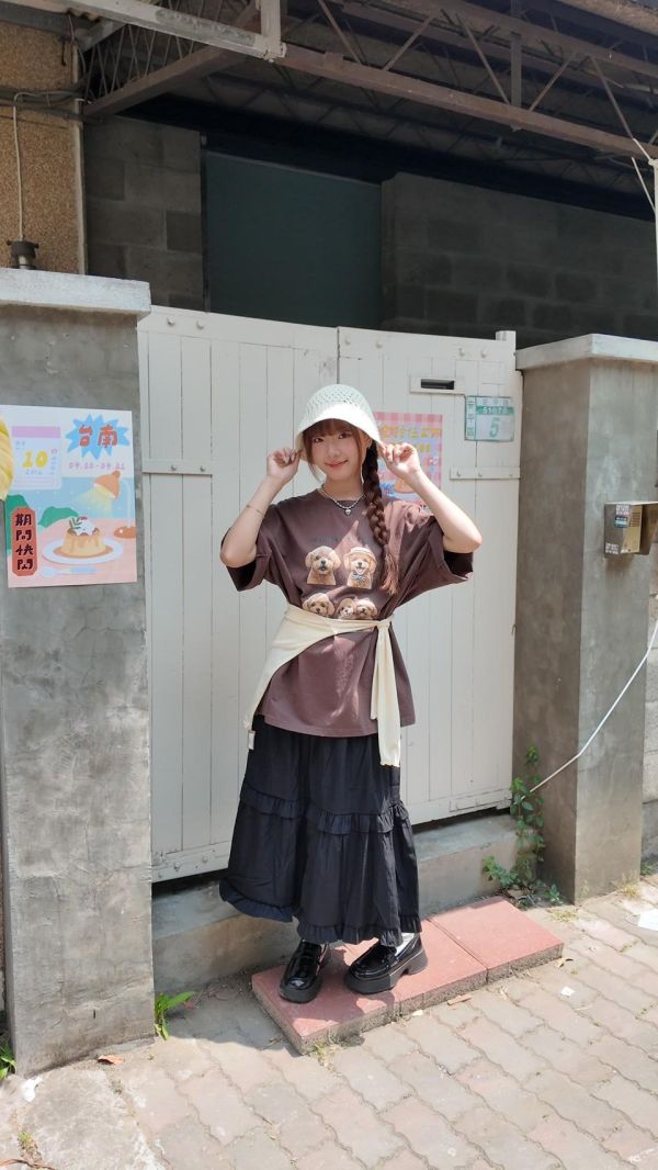 簡約木耳邊長裙 
