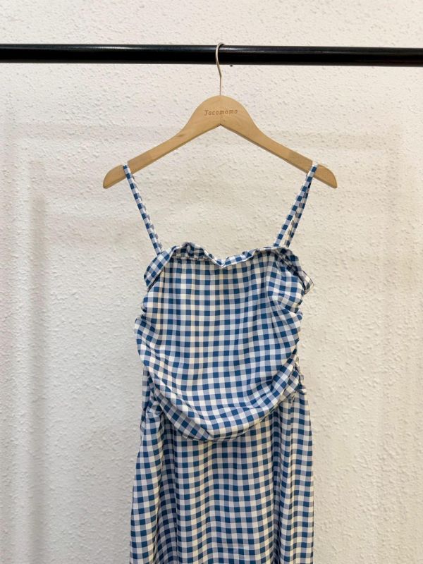 造型格紋細肩洋裝 