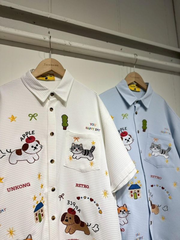 可愛童趣刺繡襯衫 