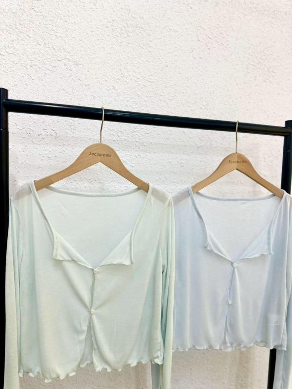 清透翻領長袖罩衫 