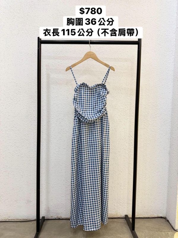 造型格紋細肩洋裝 
