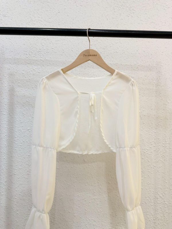 氣質透透綁帶罩衫 