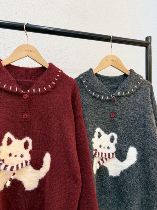 可愛圍巾小貓毛衣 