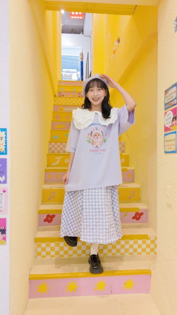 小清新格紋長洋裝 