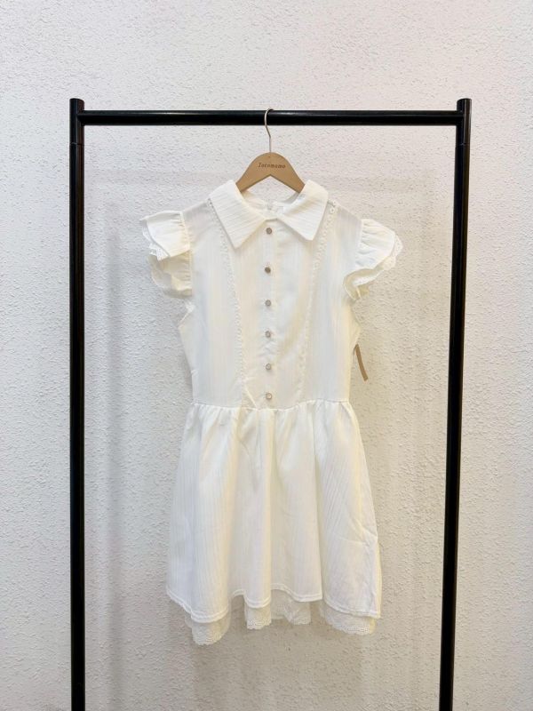 學院風荷葉袖短洋裝 