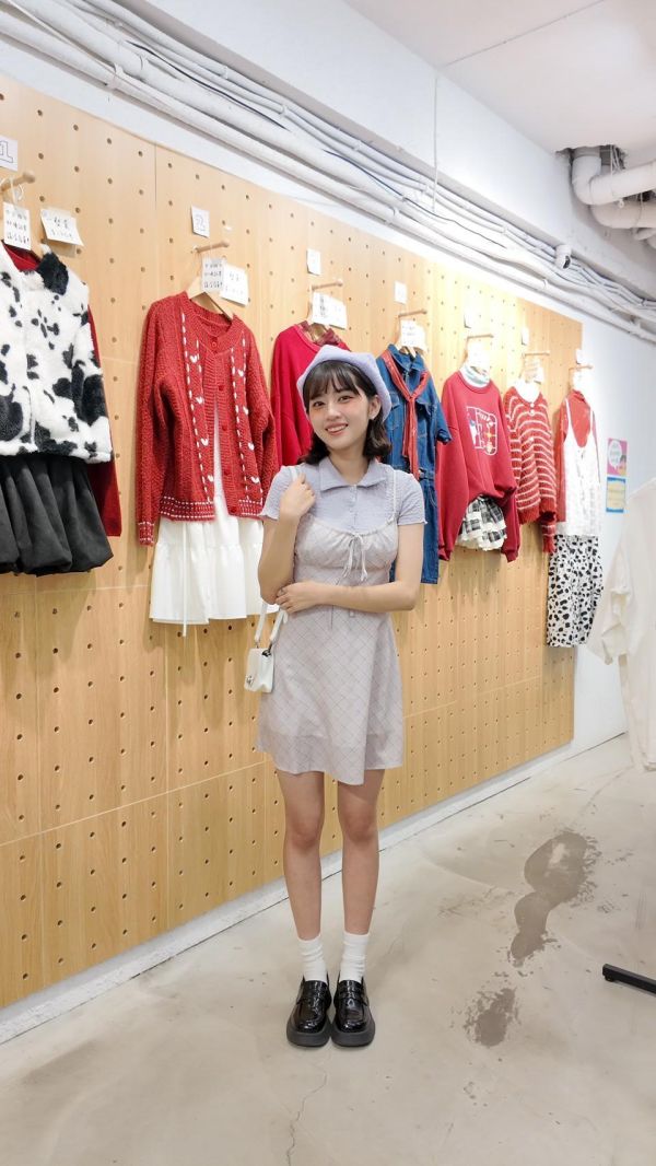 皺皺開領短袖襯衫 