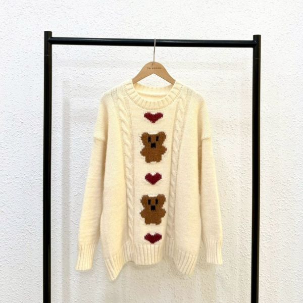 愛心小熊麻花毛衣 
