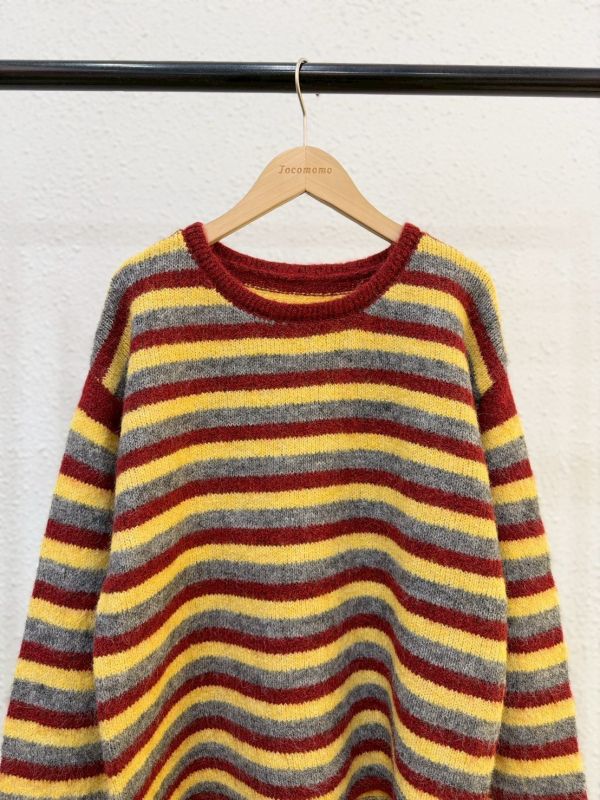 秋日撞色條紋毛衣 