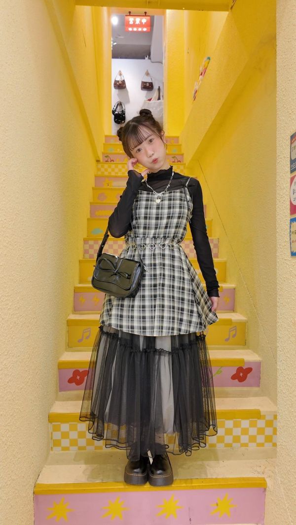 層次疊穿透紗長裙 