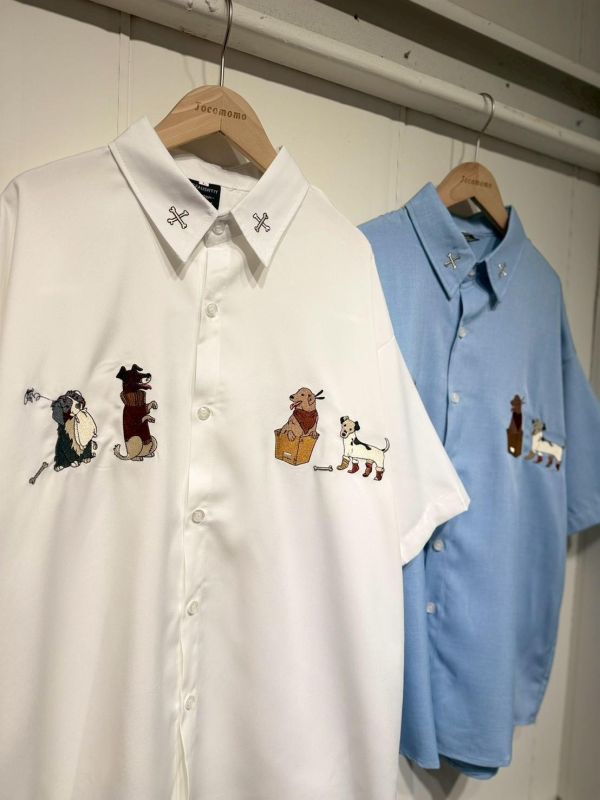 夏日小狗刺繡襯衫 