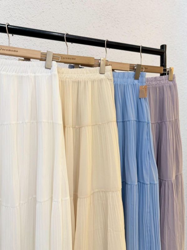 日常柔霧細褶長裙 