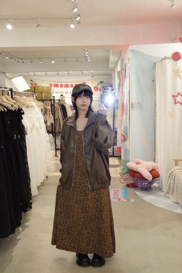 氣質碎花細肩洋裝 (冬) 