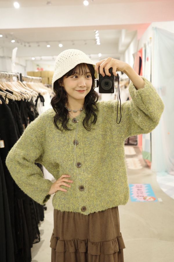 溫柔圓領針織外套 