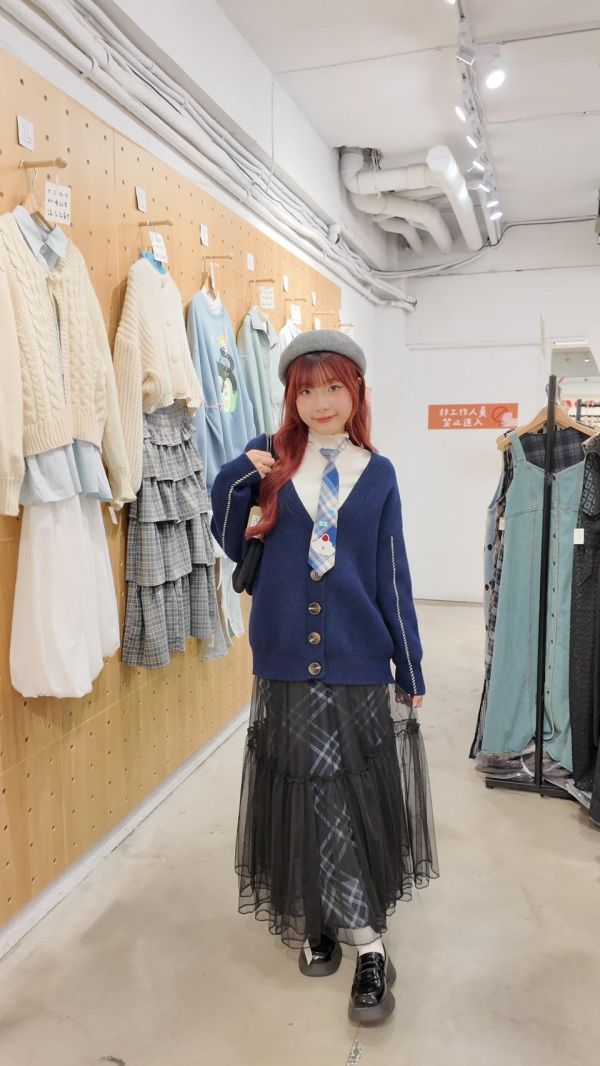 優雅菱格交叉長裙 