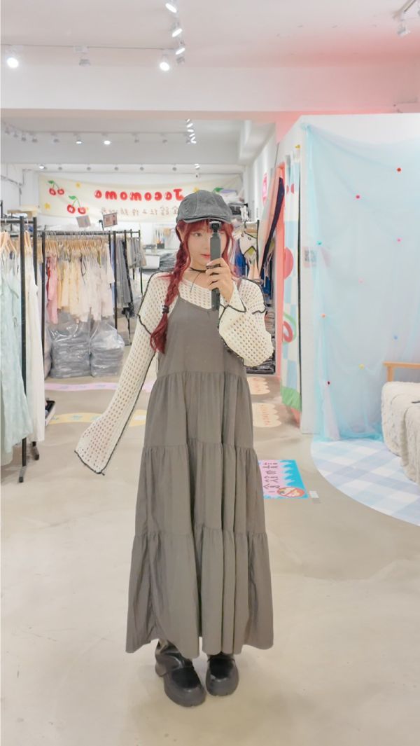 百搭素面綁帶蛋糕裙 