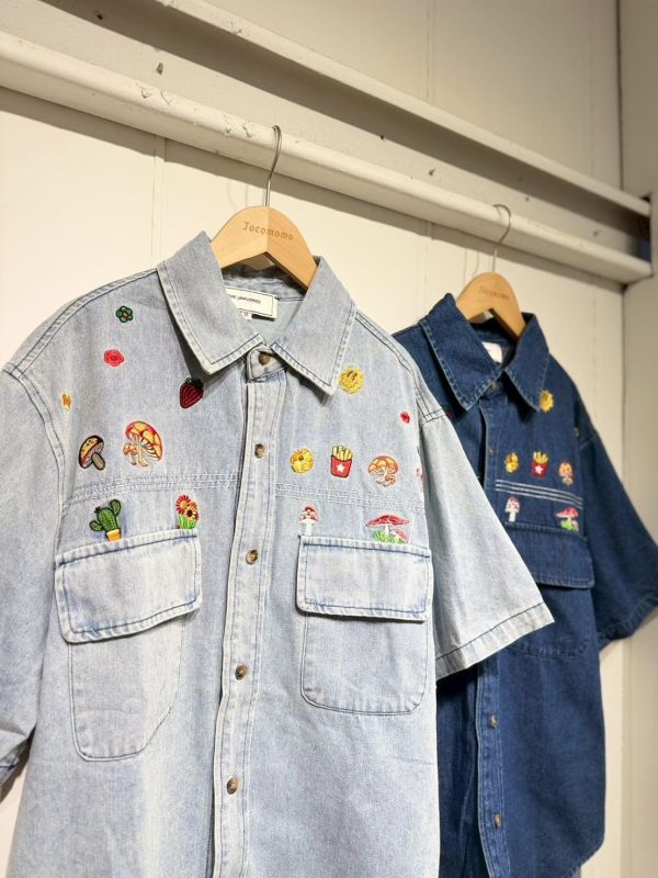 可愛小刺繡牛仔襯衫 