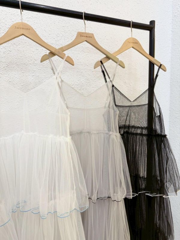 撞色層次網紗罩衫 