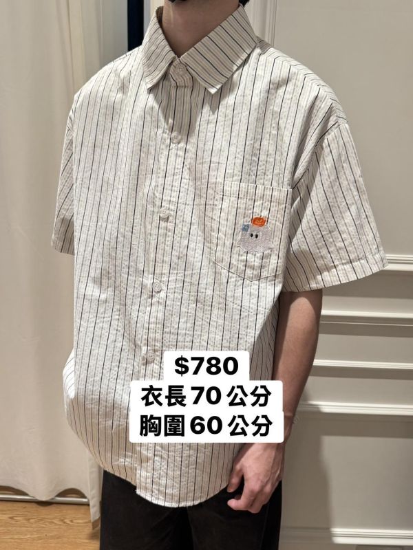 自訂款-南瓜小鬼刺繡條紋襯衫 