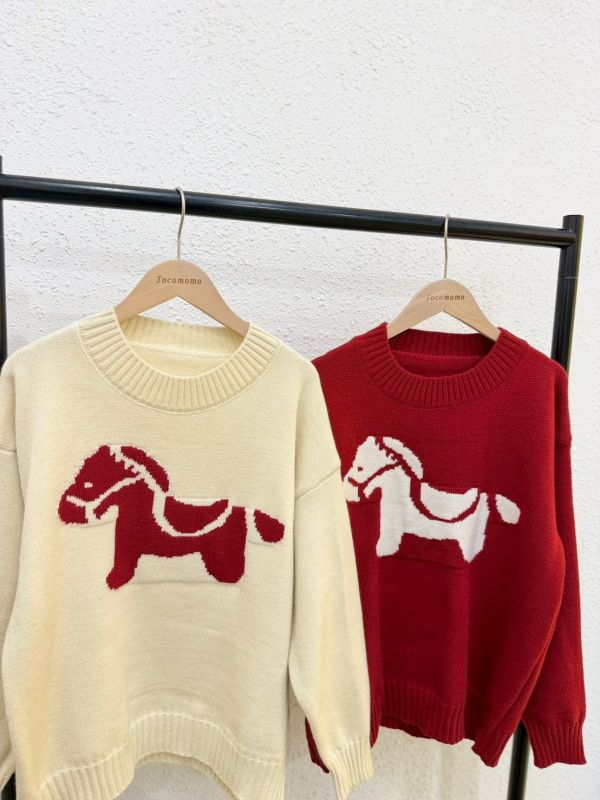 百搭撞色小馬毛衣 