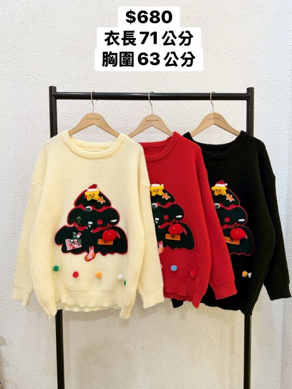 紅聖誕樹球球毛衣 
