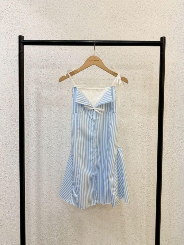 海鹽條紋蕾絲短洋裝 