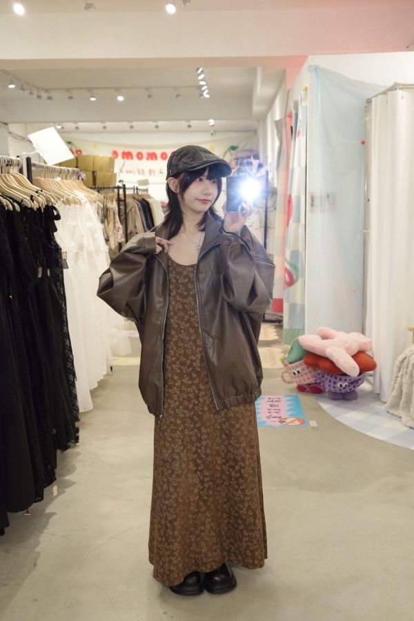 氣質碎花細肩洋裝 (冬) 