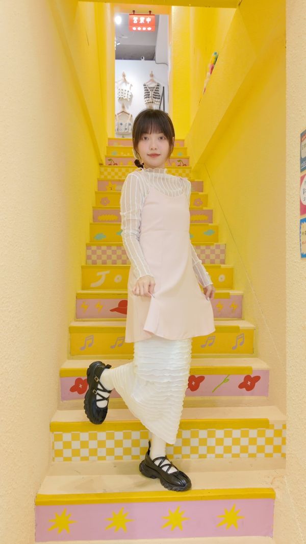 百搭層層波紋長裙 