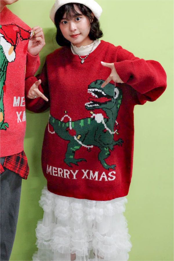 聖誕燈恐龍毛衣 