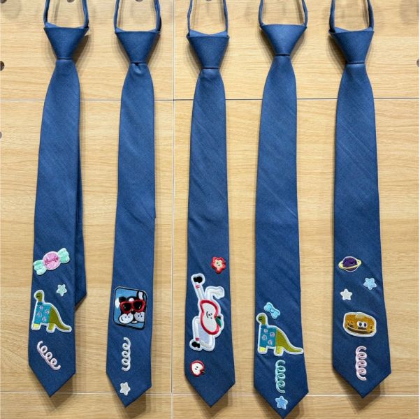 日常校園風拉鍊長領帶 