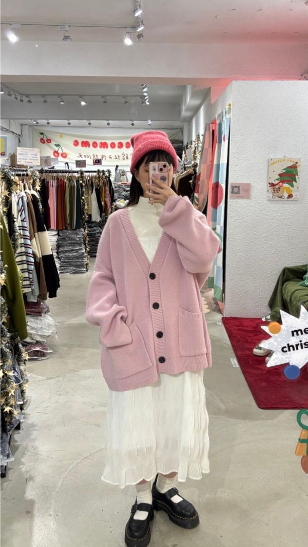 經典黑釦針織外套 