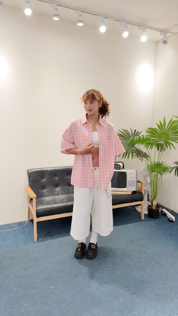 夏日小熊方格襯衫 