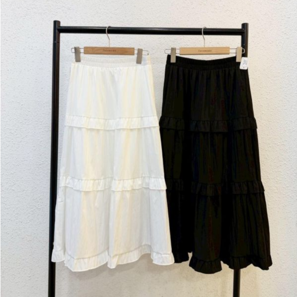 簡約木耳邊長裙 