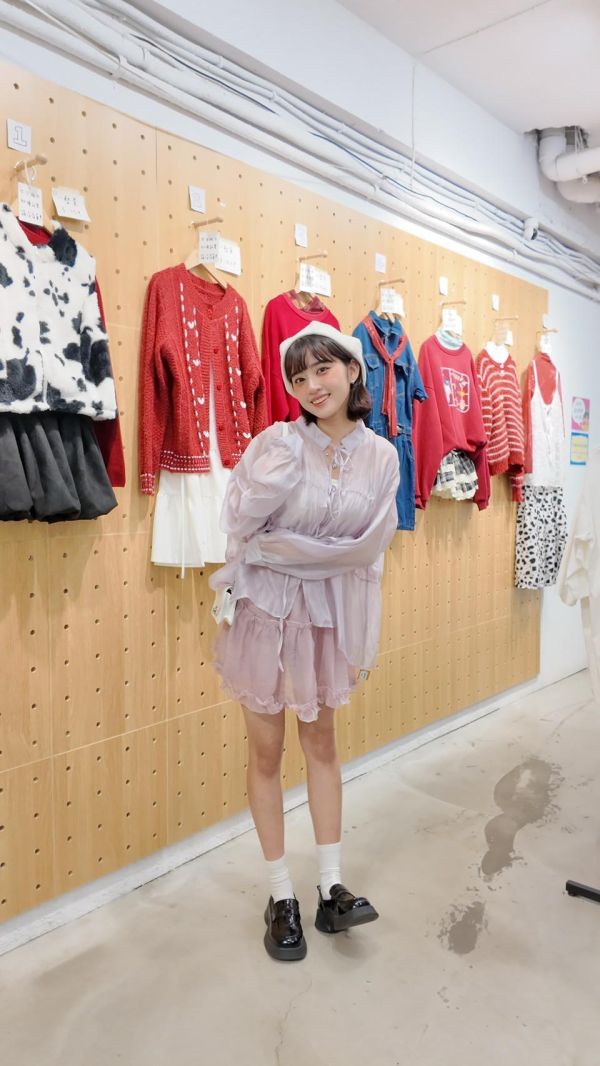 透紗綁帶長袖襯衫 