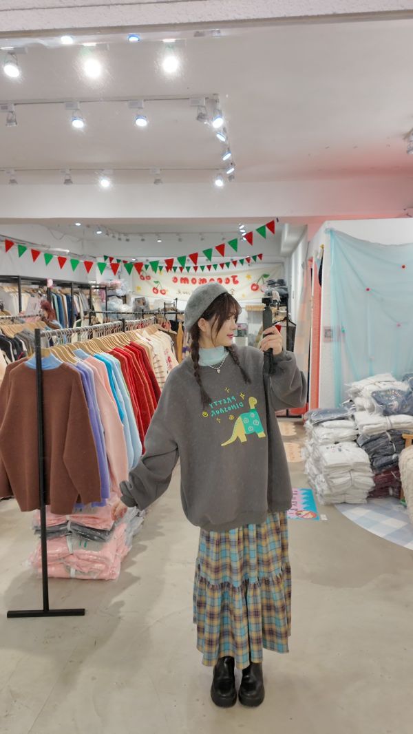 撞色格紋蛋糕裙 (冬) 