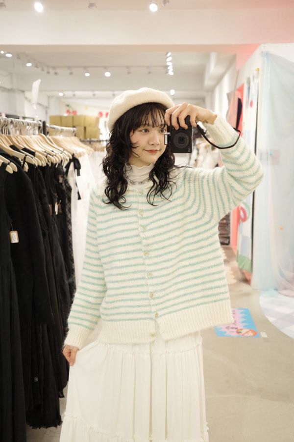 可愛條紋針織外套 