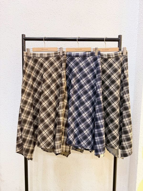 復古斜格紋長裙 (冬) 