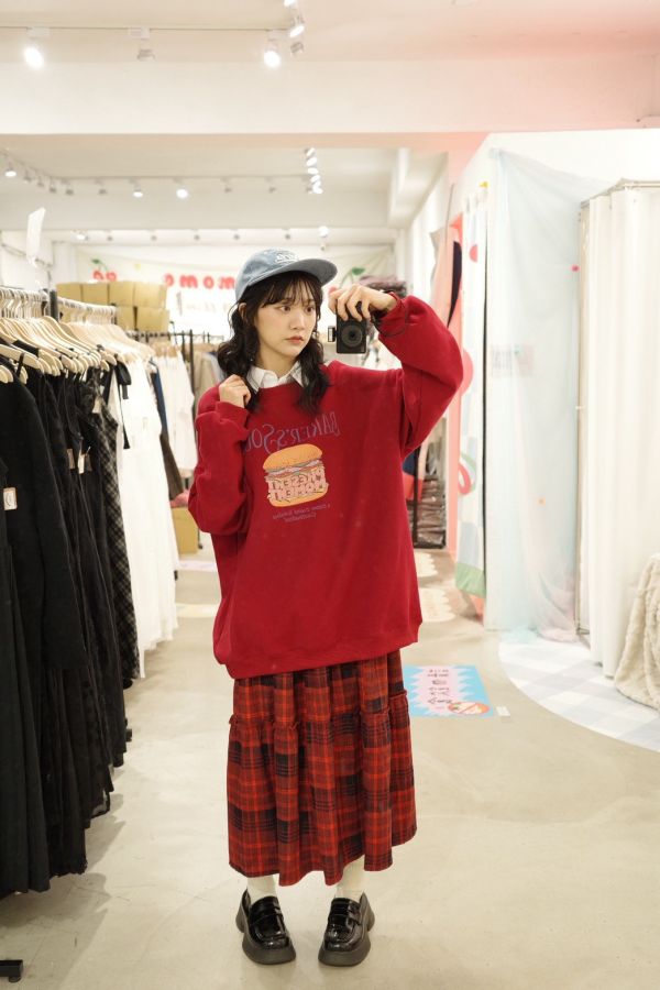 復古格紋蛋糕裙 (冬) 