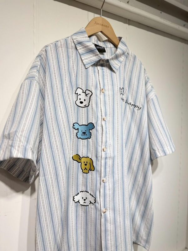 清新狗狗條紋襯衫 