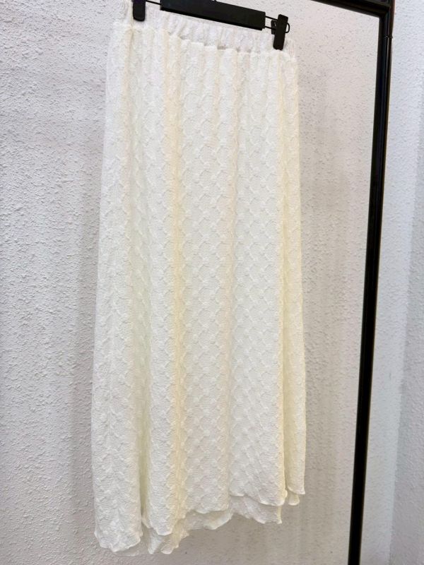 菱格小花木耳邊長裙 