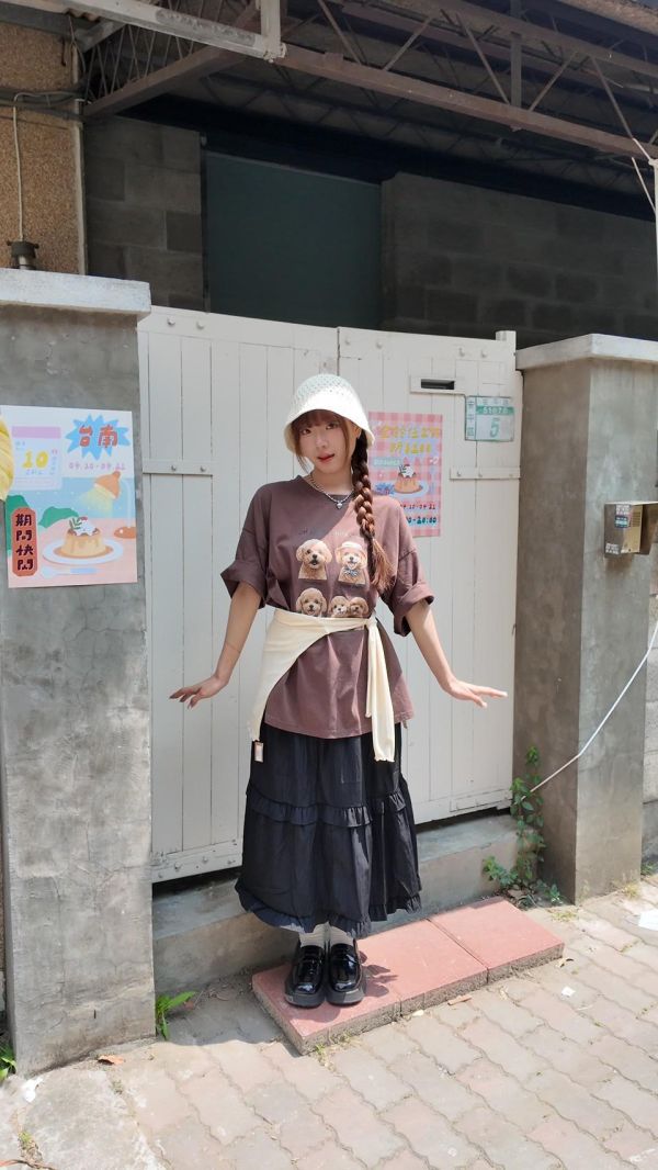 簡約木耳邊長裙 