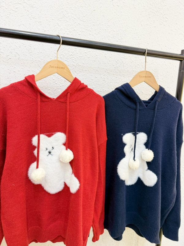 毛球小熊針織帽踢 