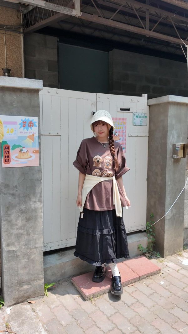 簡約木耳邊長裙 